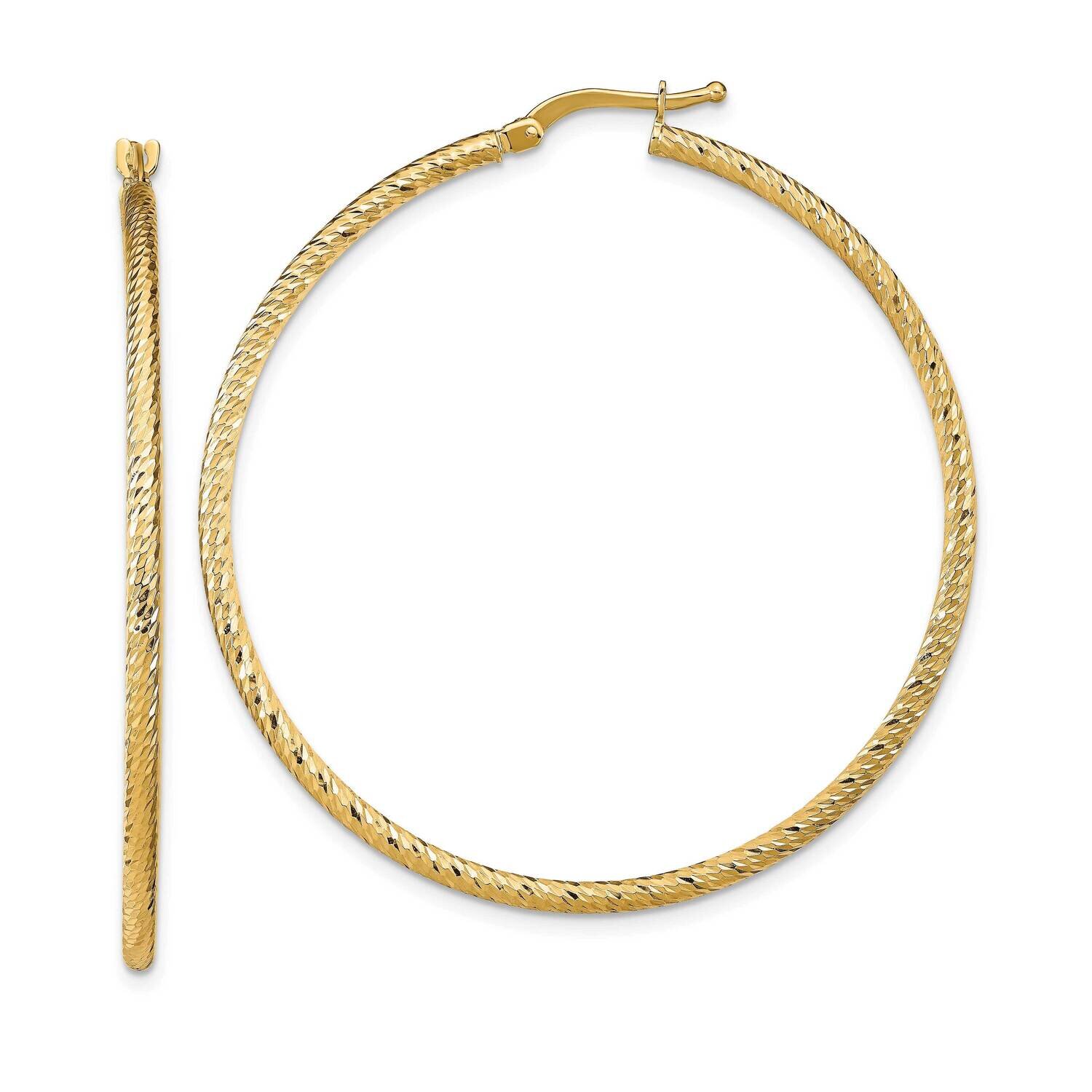 Leslie&#39;s Large Hoop Earrings 14k Gold Polished Diamond-cut HB-LE2079, MPN: LE2079, 191101737107