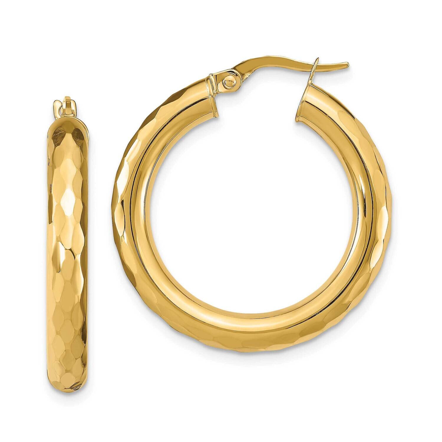 Leslie&#39;s Hoop Earrings 14k Gold Polished Diamond-cut HB-LE2091, MPN: LE2091, 191101737923