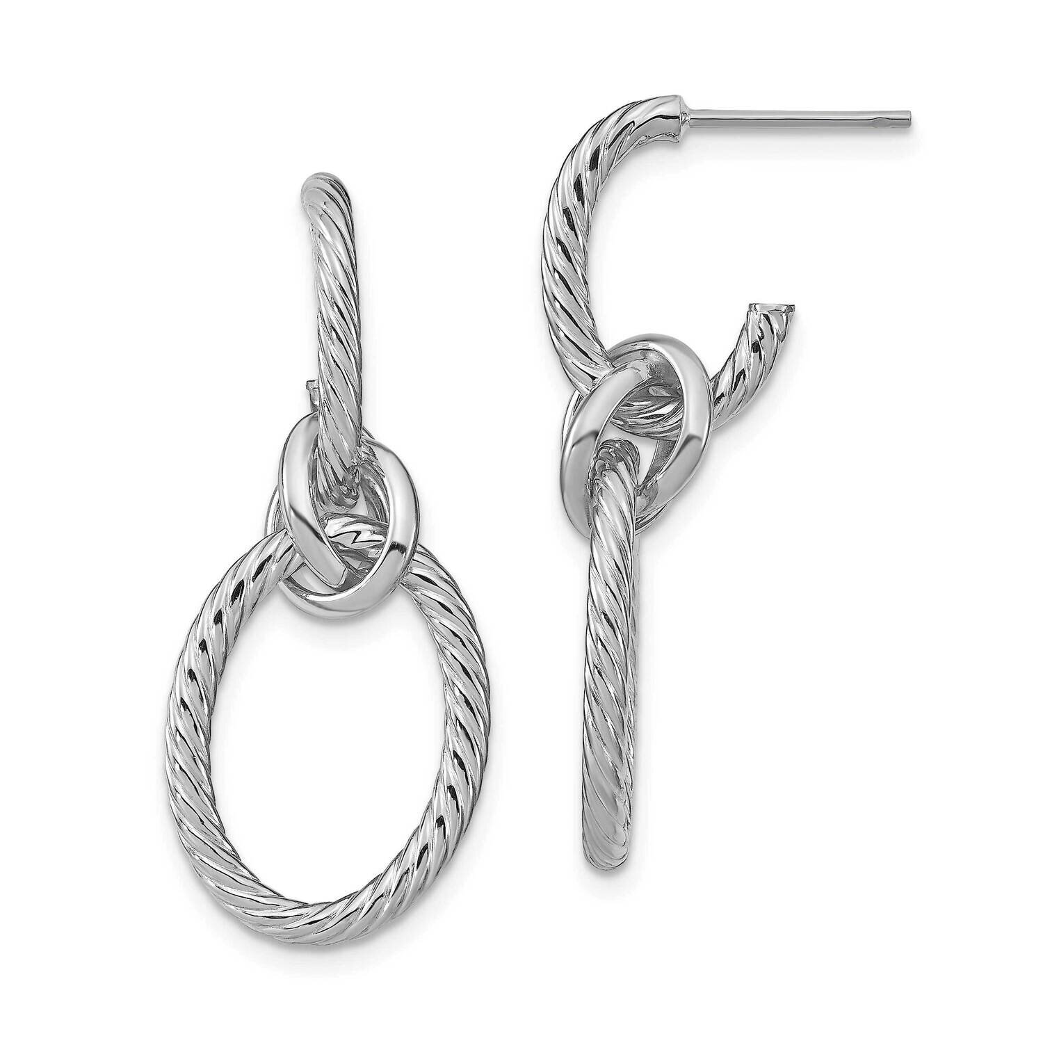 Textured Post Dangle Earrings 14k White Gold Polished HB-LE2094W