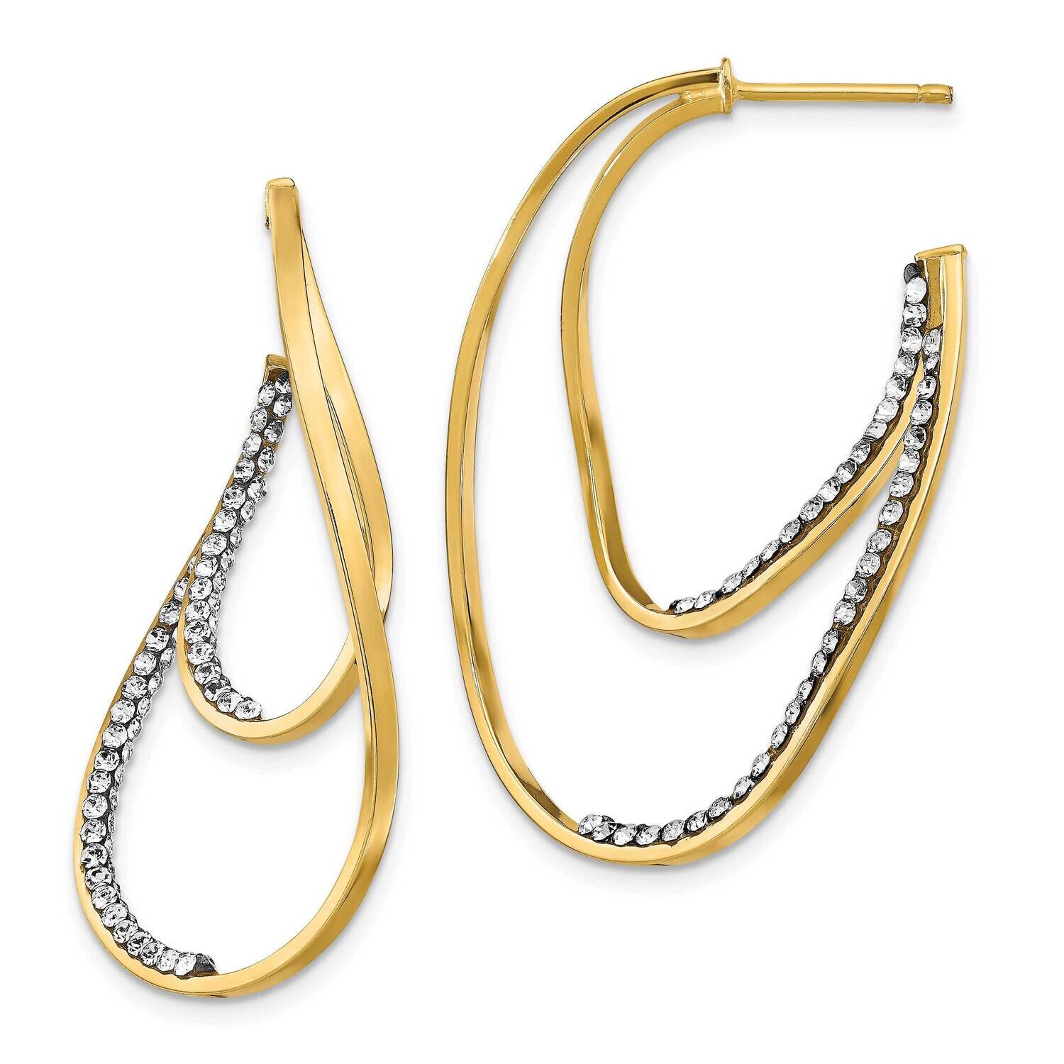 Crystal By Swarovski J-Hoop Earrings 14k Gold Polished HB-LE2101
