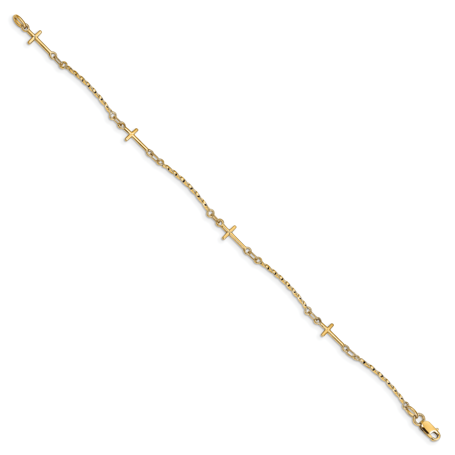 Leslie&#39;s Twisted Cross Bracelet 14k Gold Polished HB-LF1373-7.5, MPN: LF1373-7.5, 191101745225
