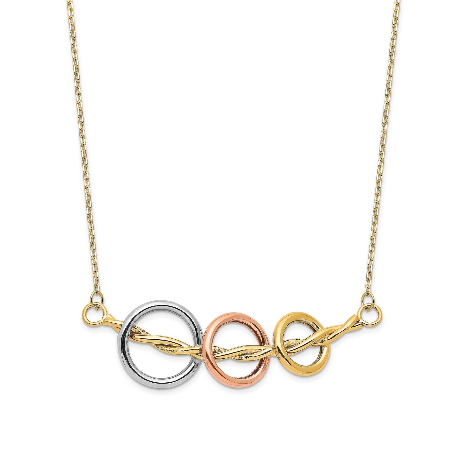 Tri-color Polished Necklace 14k Gold HB-LF1433-18