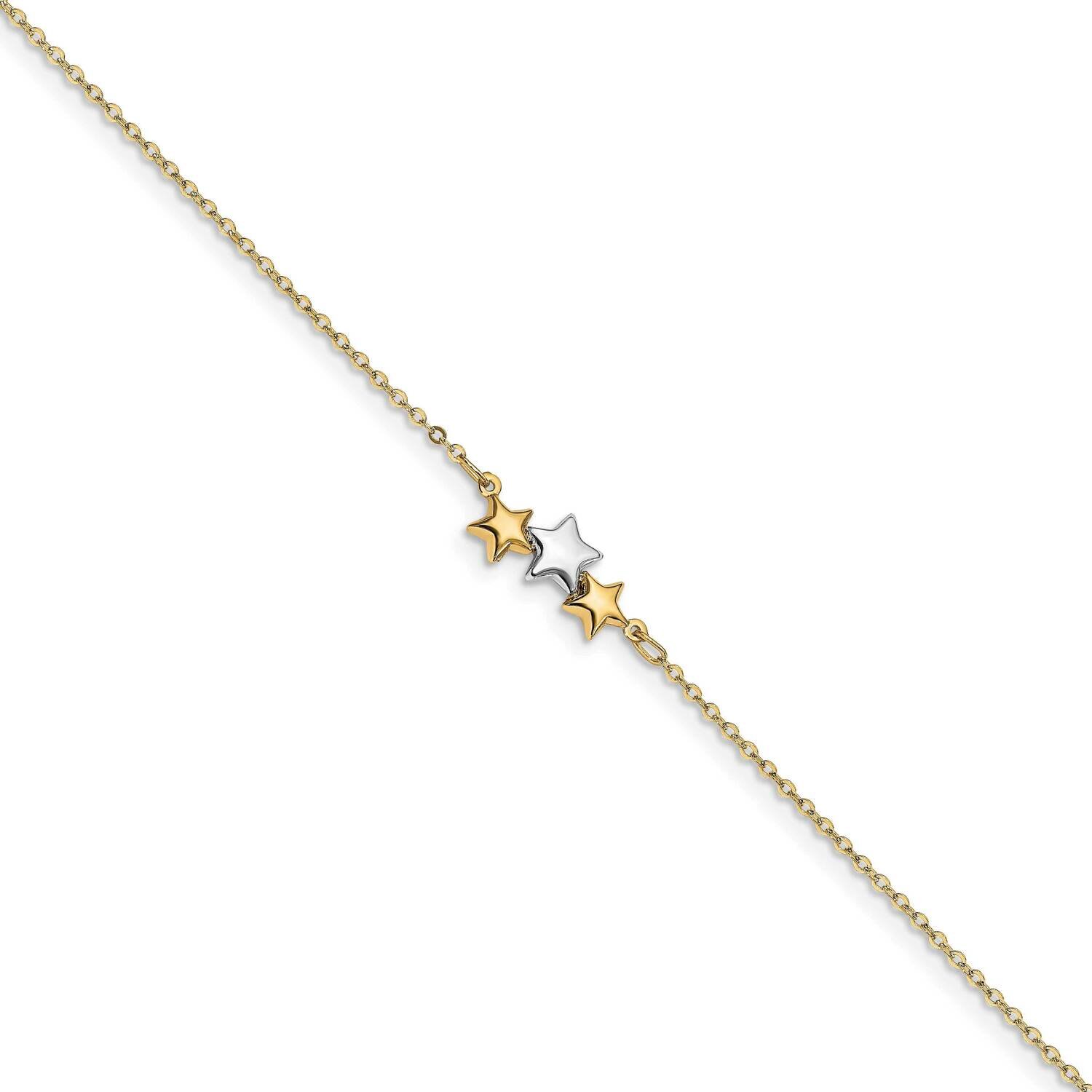 Star 1in ext Anklet 14k Two-tone Gold Polished HB-LF1438-9.5
