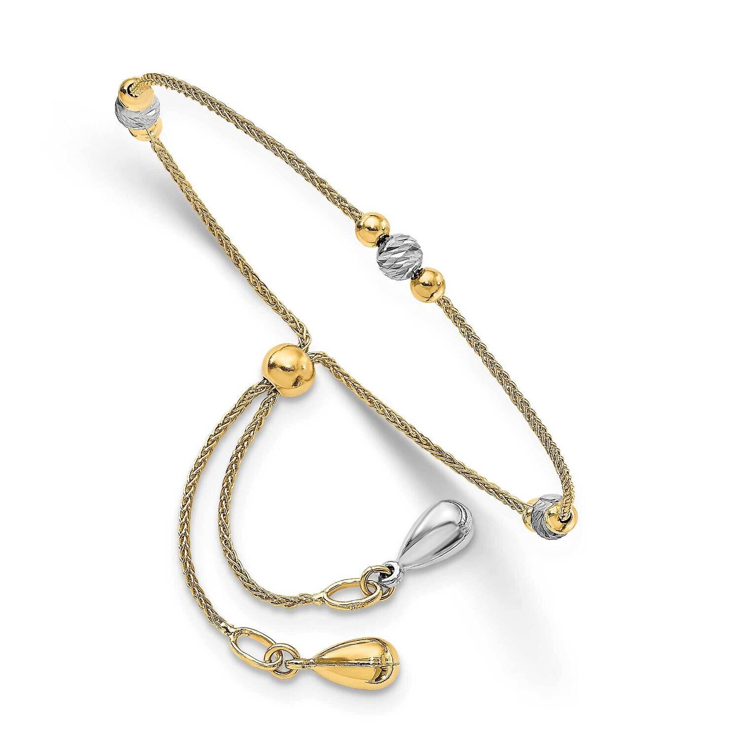 Adjustable Bracelet 14k Two-tone Gold Polished Diamond-cut HB-LF1442