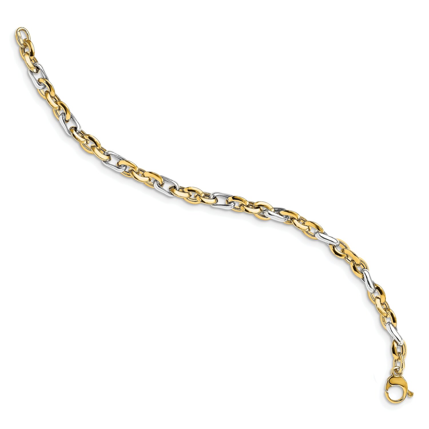 Leslie&#39;s Fancy Link Bracelet 14k Two-tone Gold Polished HB-LF1450-7.75, MPN: LF1450-7.75, 191101744…