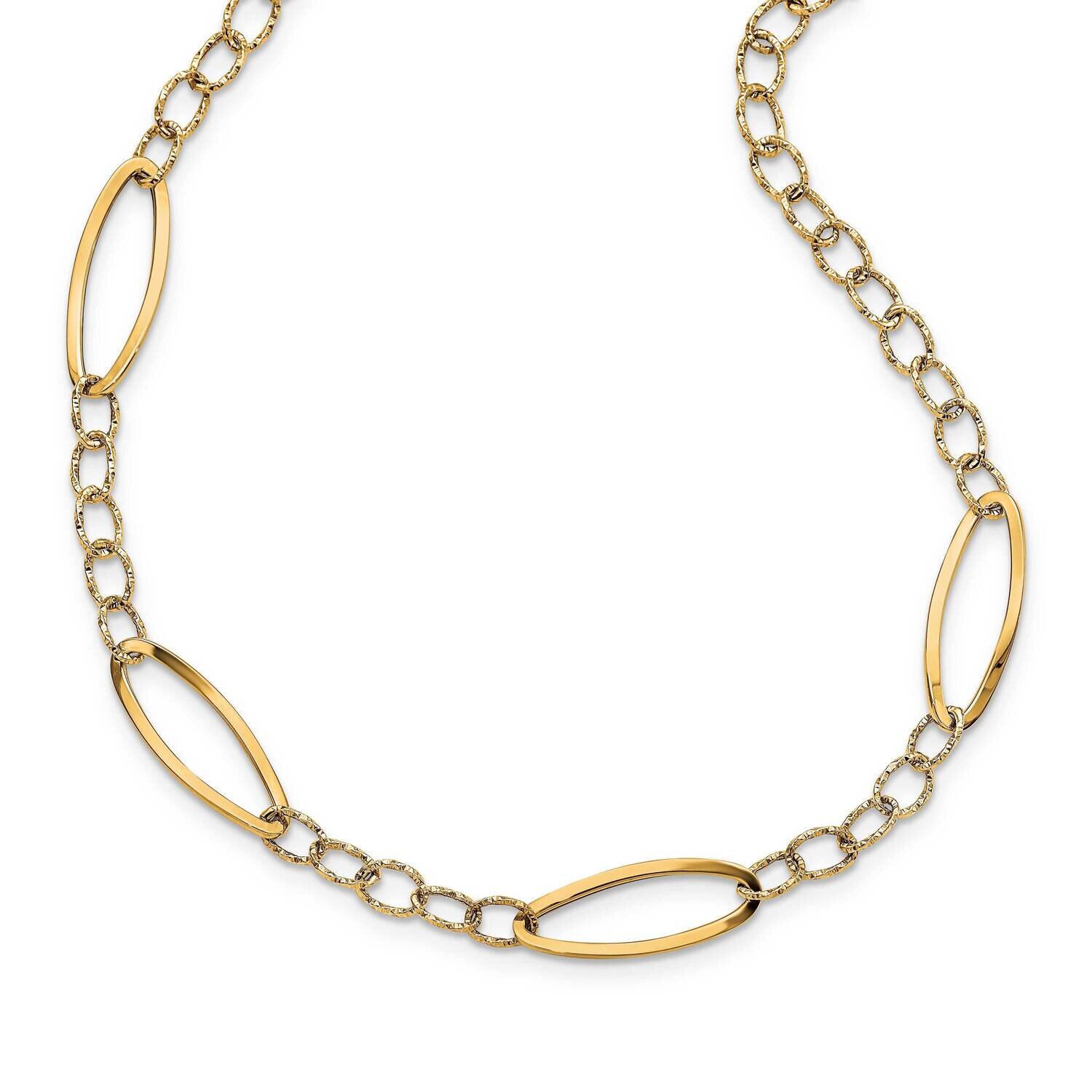 Leslie&#39;s Fancy Link Necklace 14k Gold Polished Diamond-cut HB-LF1458-24, MPN: LF1458-24, 1911017389…