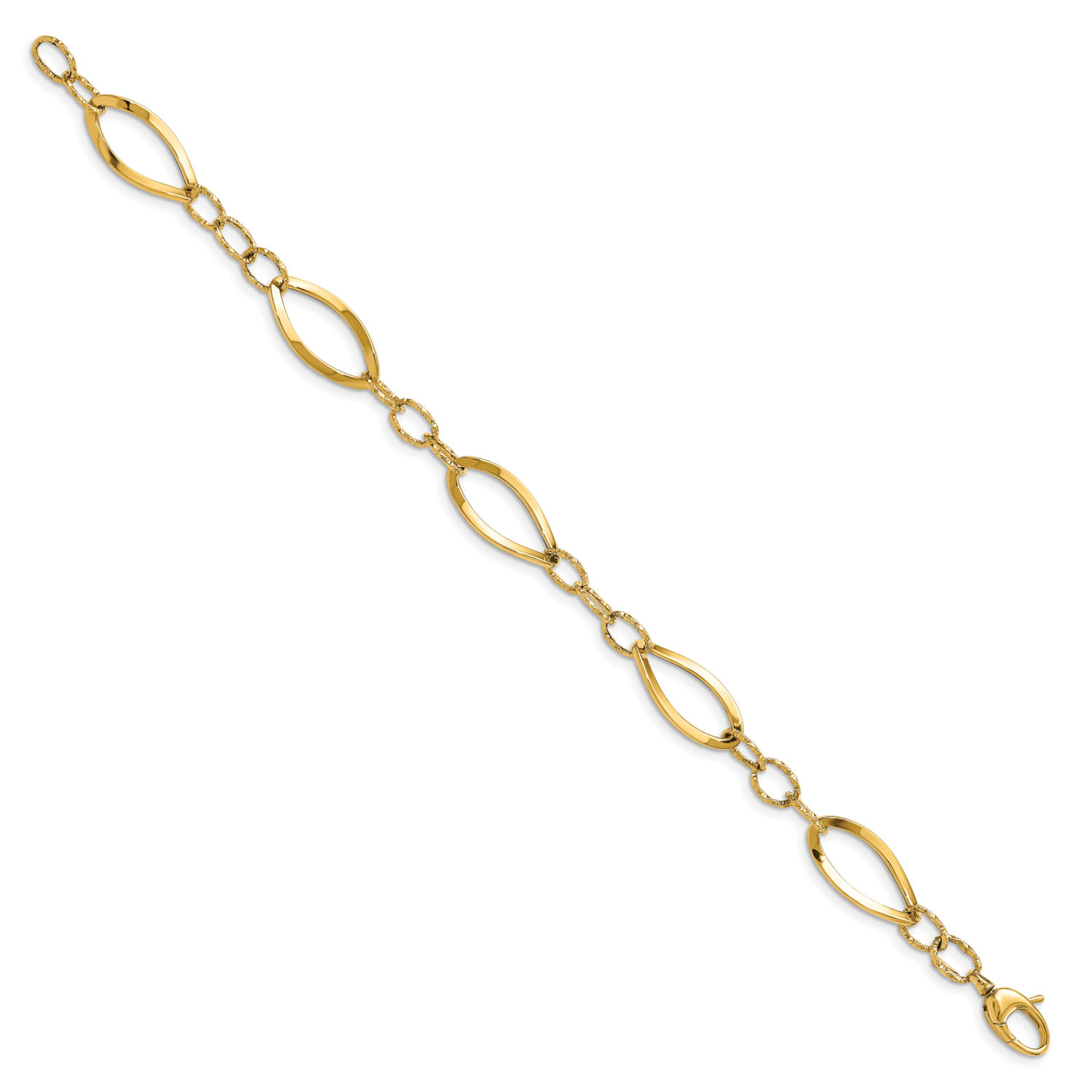 Leslie&#39;s Fancy Link Bracelet 14k Gold Polished Diamond-cut HB-LF1458-7.75, MPN: LF1458-7.75, 191101…