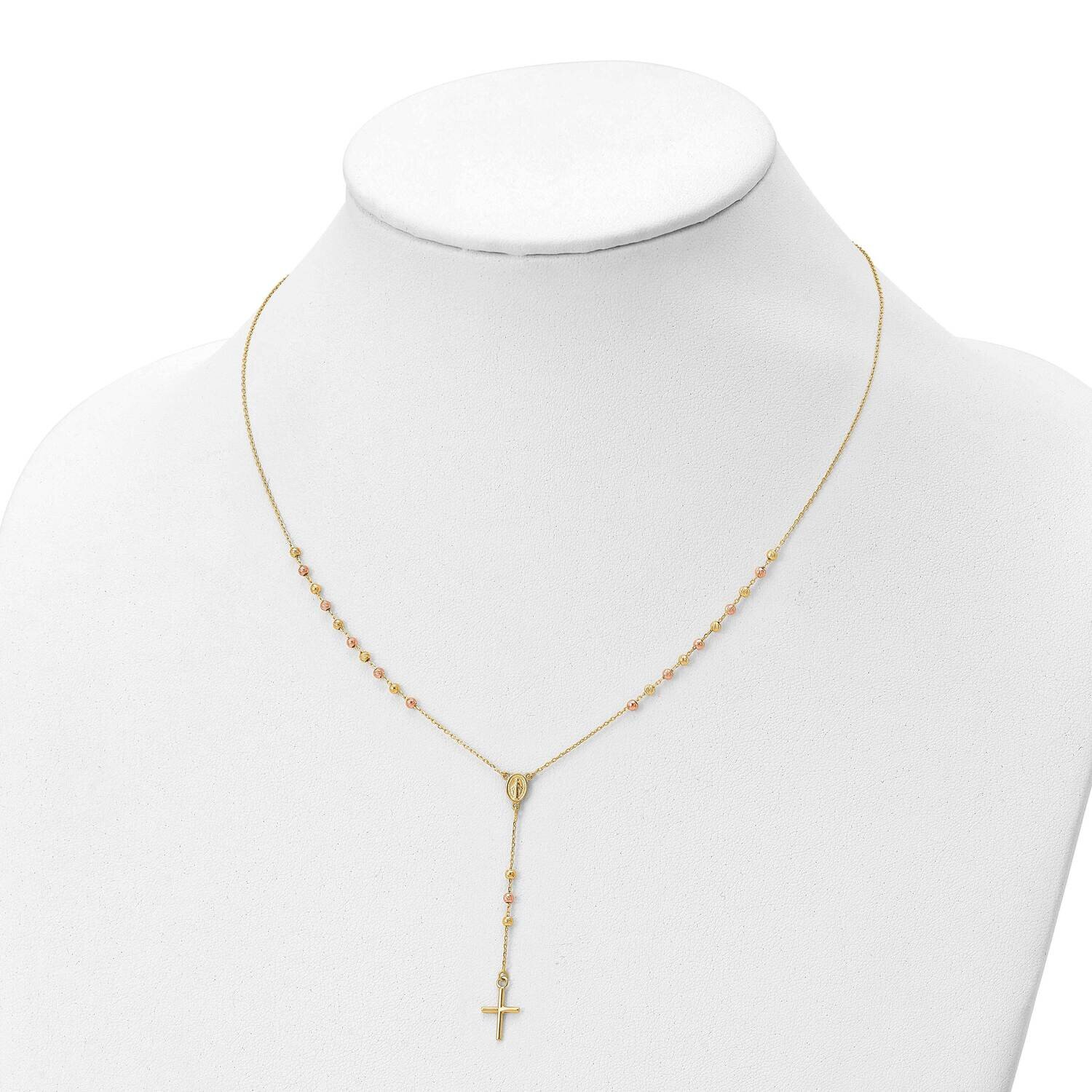 Yellow Rose Gold Cross Y-Drop 1.25 Extender Necklace 14k Gold HB-LF1467-16.5