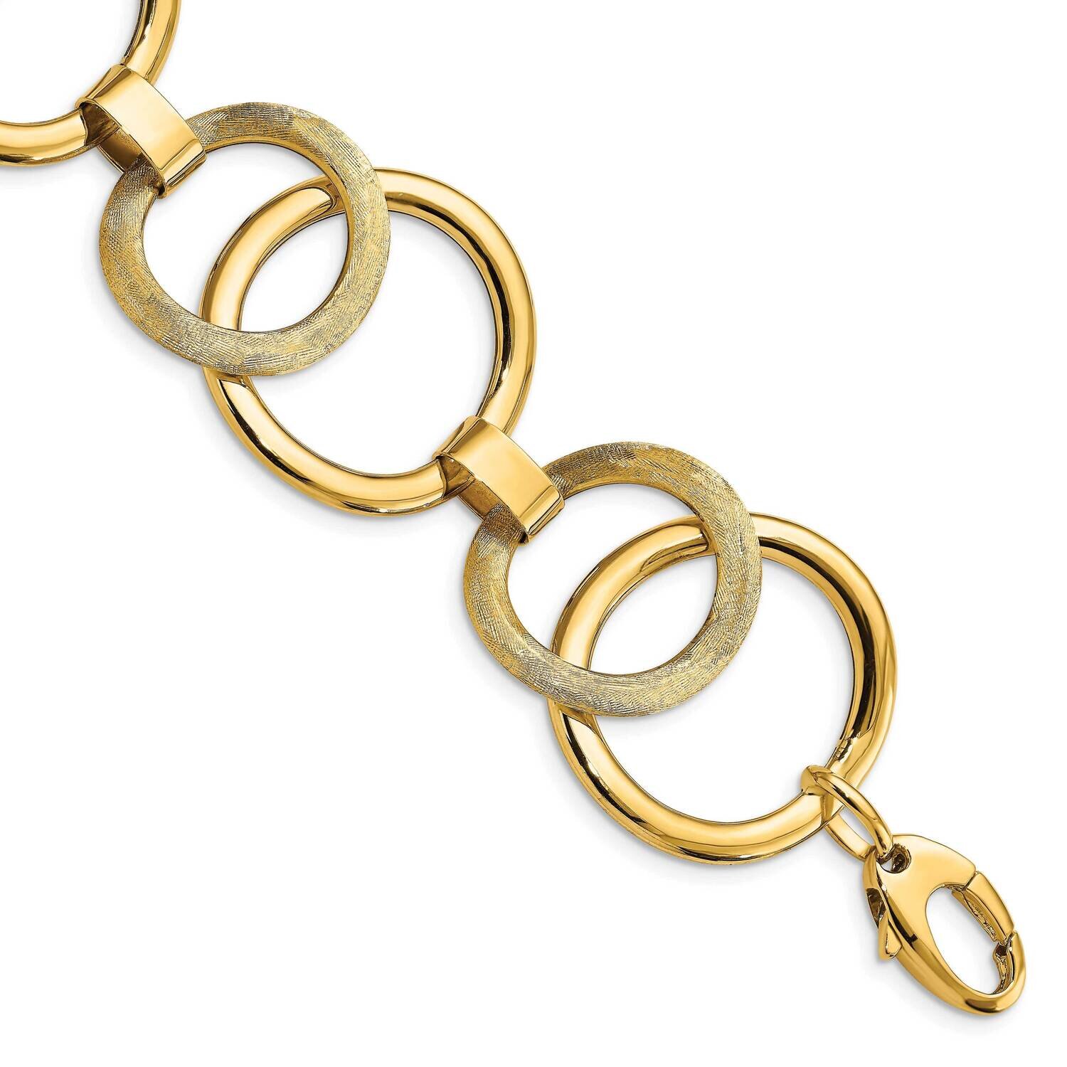 Scratch-finish Fancy Link Bracelet 14k Gold Polished HB-LF1474-7