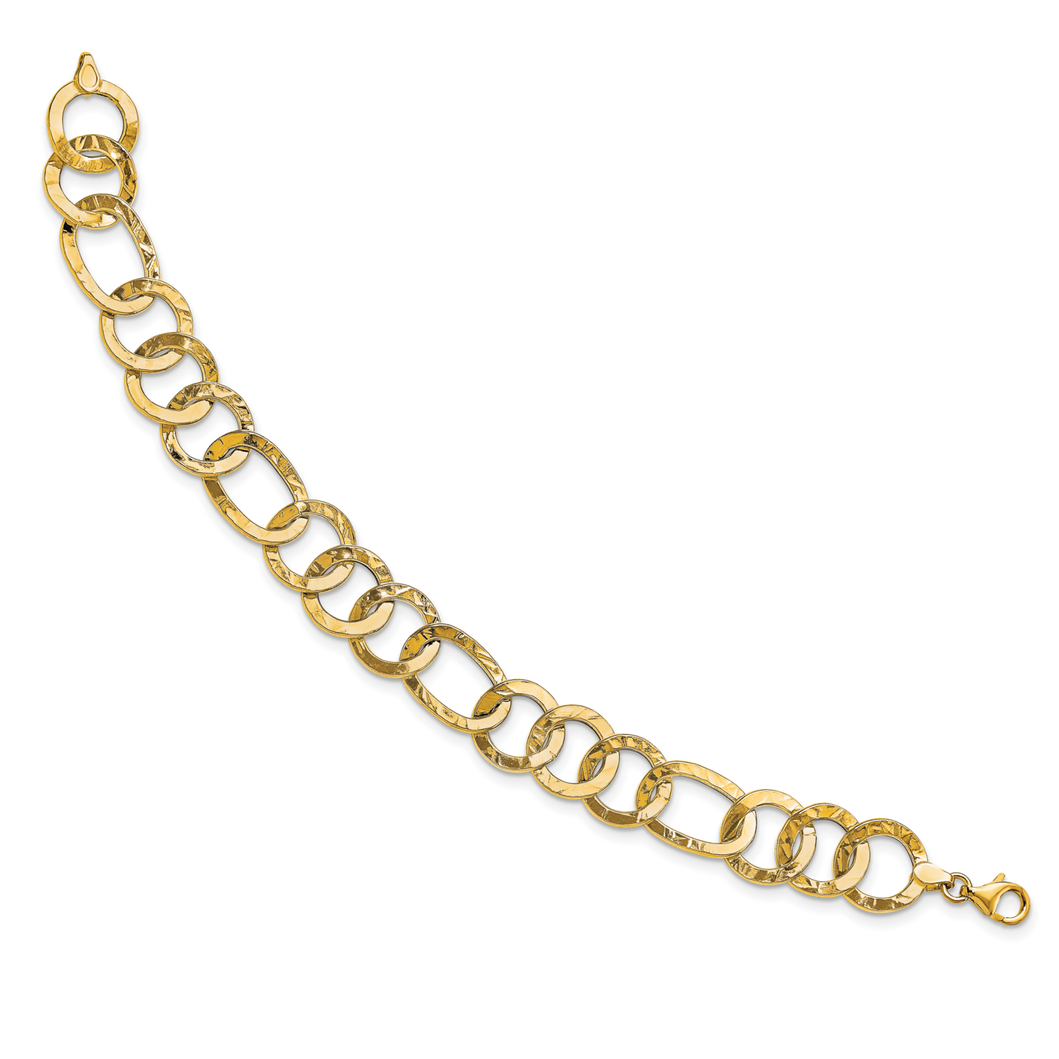 Leslie&#39;s Textured Fancy Link Bracelet 14k Gold Polished HB-LF1488-7.75, MPN: LF1488-7.75, 191101744…