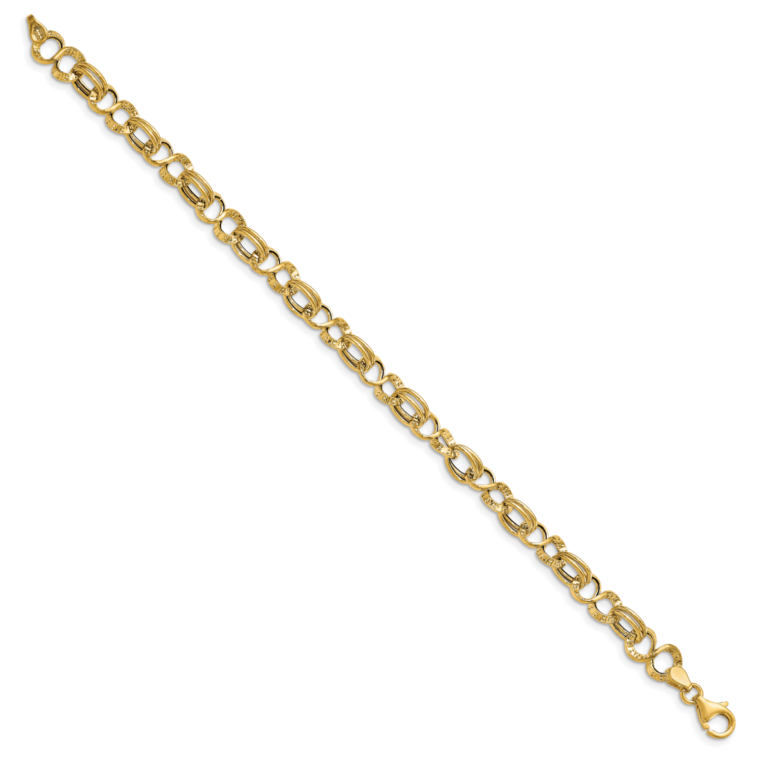 Textured Fancy Link Bracelet 14k Gold Polished HB-LF1495-7.5