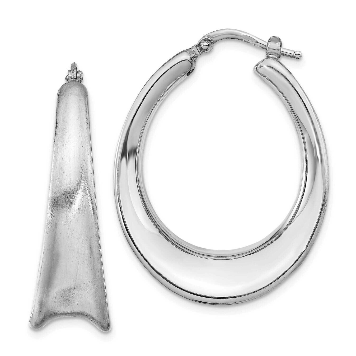 Leslie&#39;s Oval Hoop Earrings Sterling Silver Rhodium-plated Polished &amp; Brushed HB-QLE1283, MPN: QLE1…