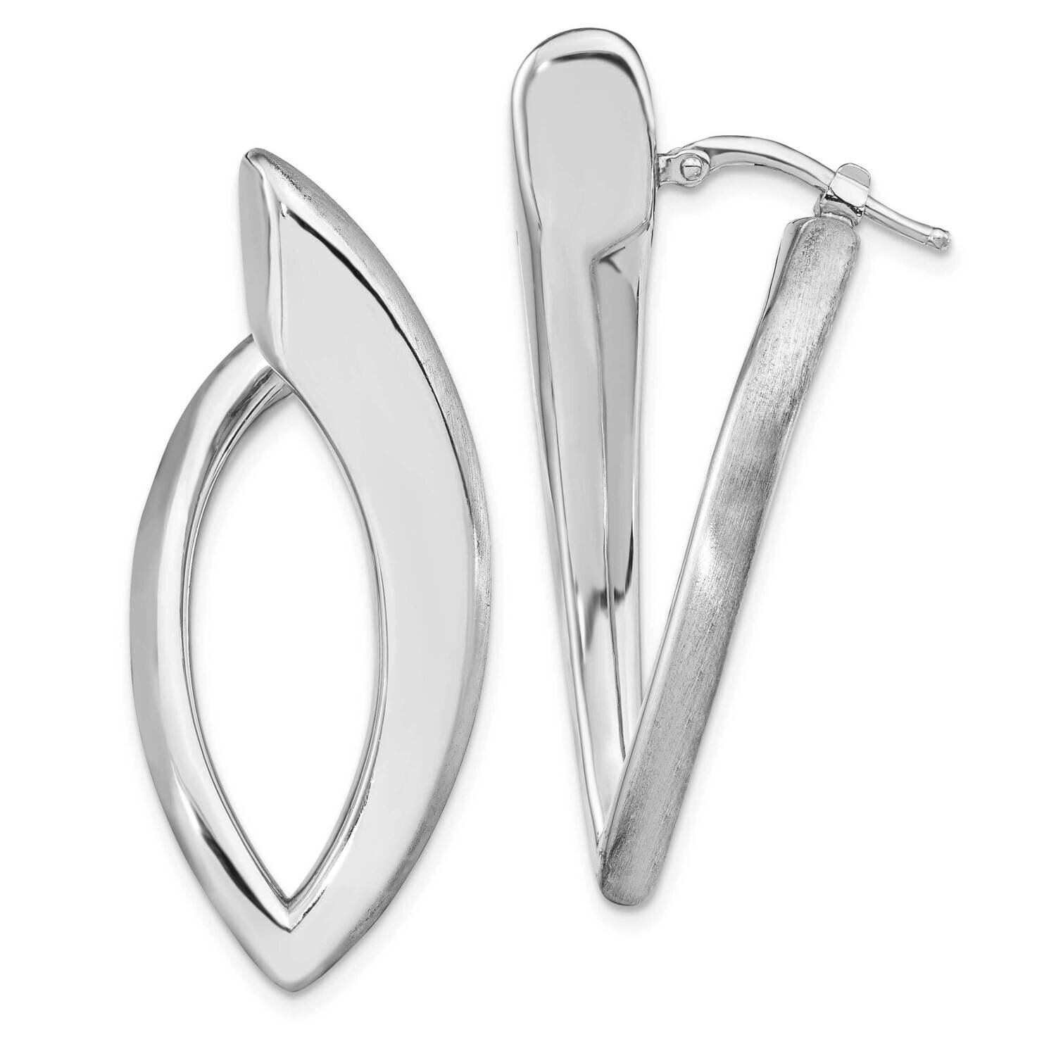 Leslie&#39;s Hoop Earrings Sterling Silver Rhodium-plated Polished &amp; Brushed HB-QLE1285, MPN: QLE1285,