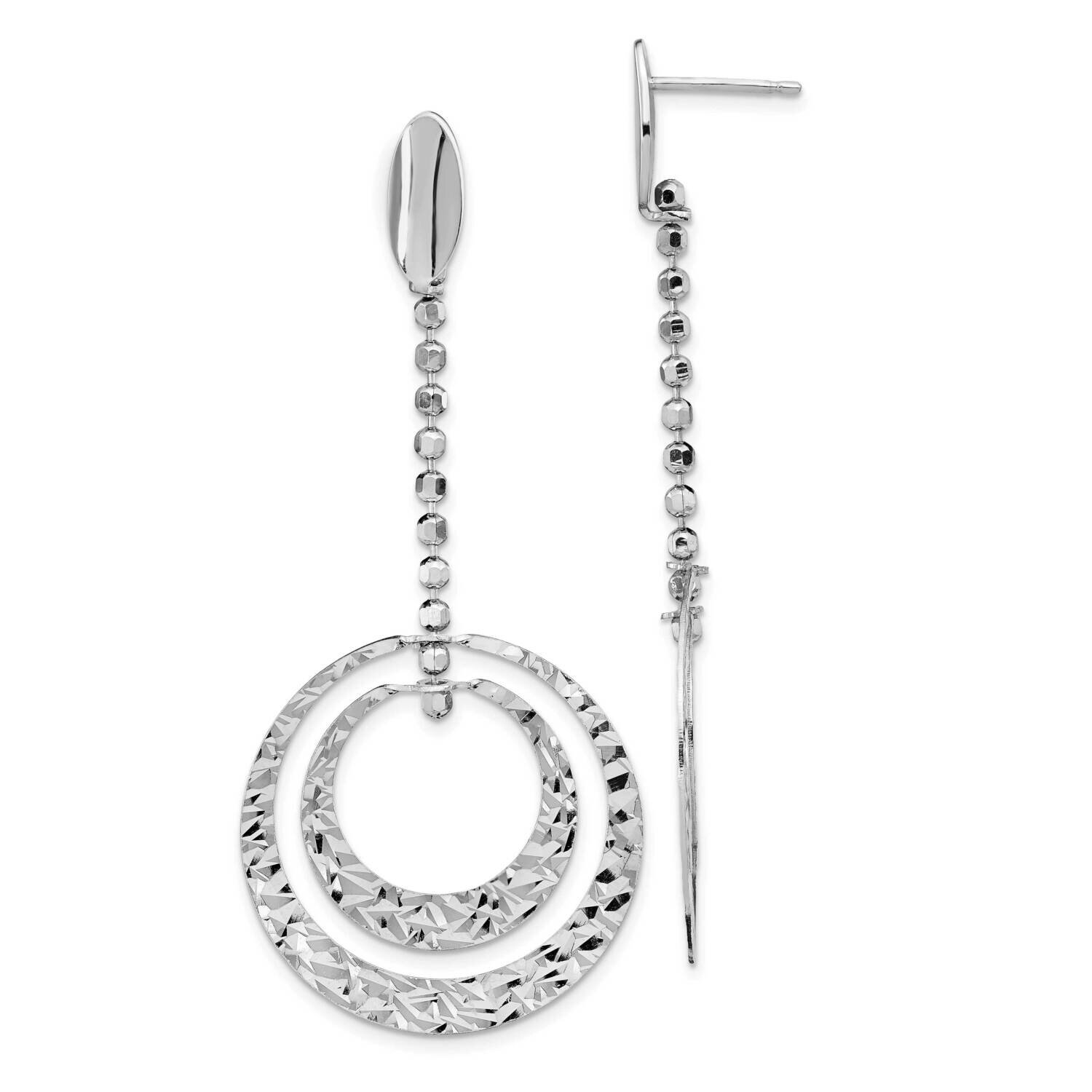Polished Dangle Earrings Sterling Silver Rhodium-plated Diamond-cut HB-QLE1288