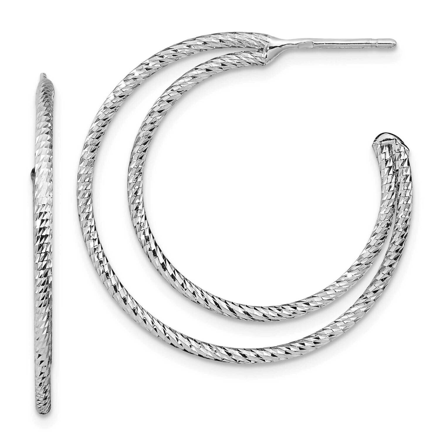 Leslie&#39;s Hoop Earrings Sterling Silver Rhodium-plated Diamond-cut HB-QLE1290, MPN: QLE1290, 1911018…
