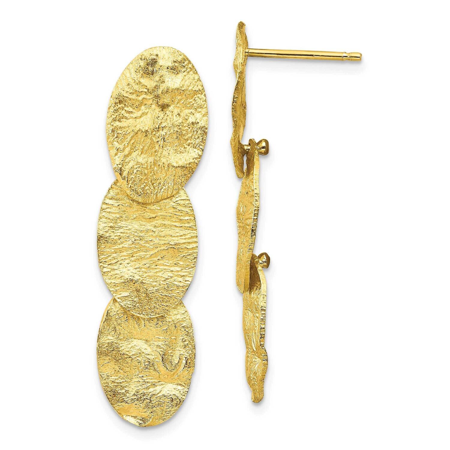 Leslie&#39;s Gold-tone Textured Dangle Earrings Sterling Silver HB-QLE1303, MPN: QLE1303, 191101734939