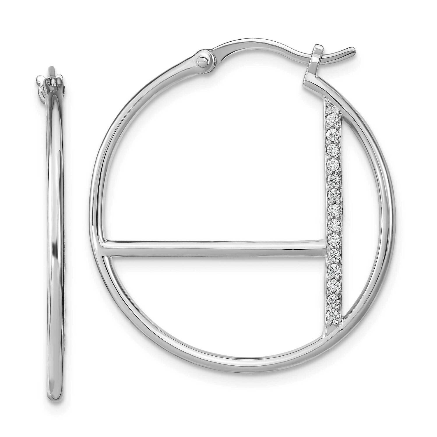 CZ Hoop Earrings Sterling Silver Rhodium-plated HB-QLE1323