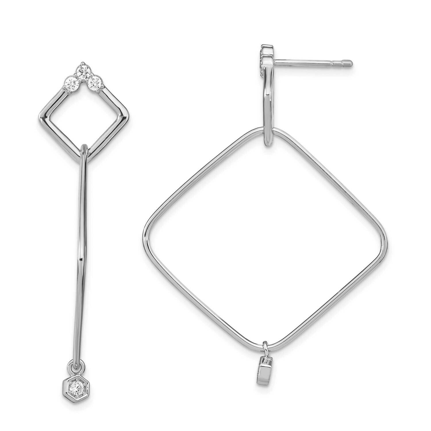 Leslie&#39;s CZ Geometric Post Dangle Earrings Sterling Silver Rhodium-plated HB-QLE1324, MPN: QLE1324,…