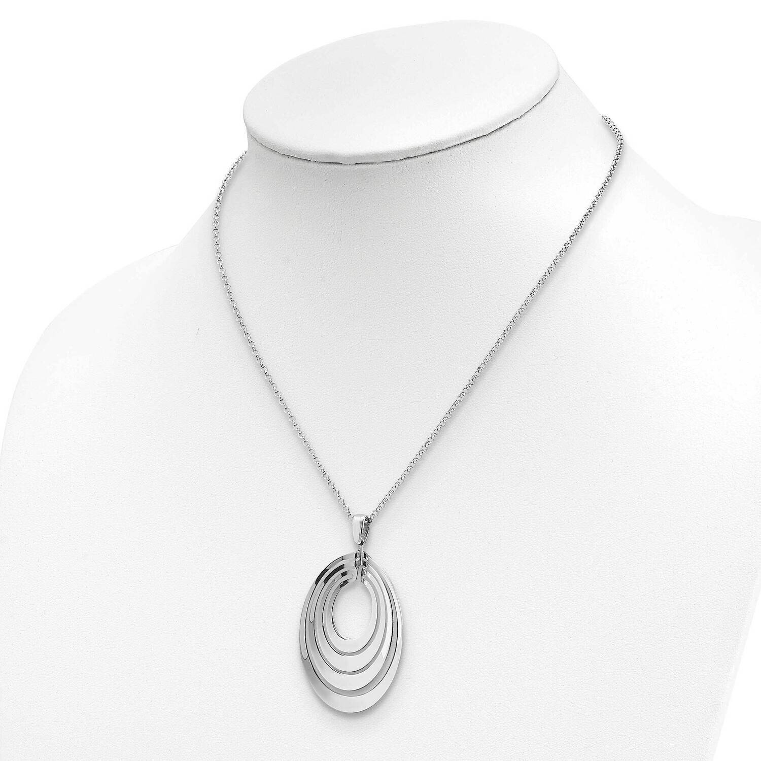 Polished and Brushed 1.25in ext Necklace Sterling Silver Rhodium-plated HB-QLF1147-16.5