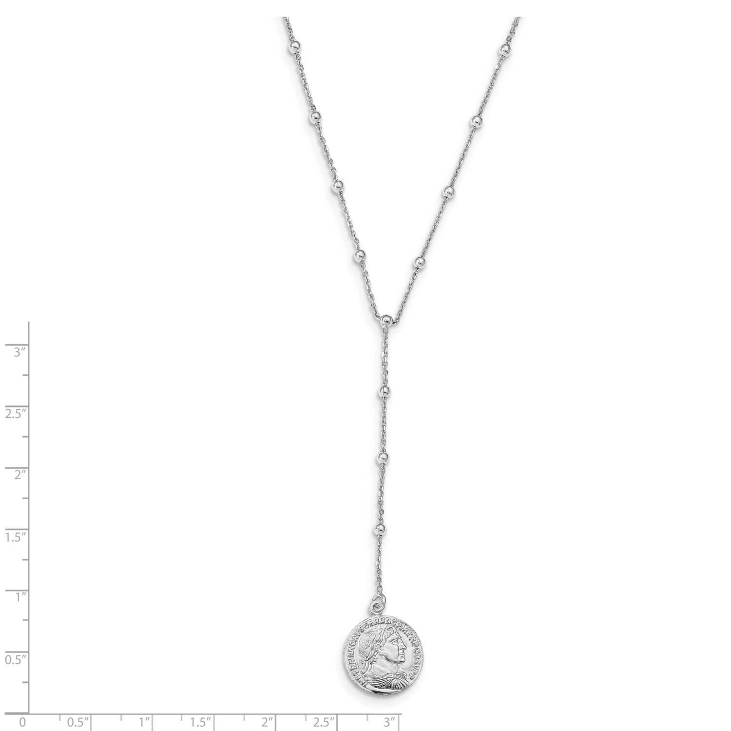 Roman Coin Y-drop in Extender Necklace Sterling Silver Rhodium-plated HB-QLF1161-16