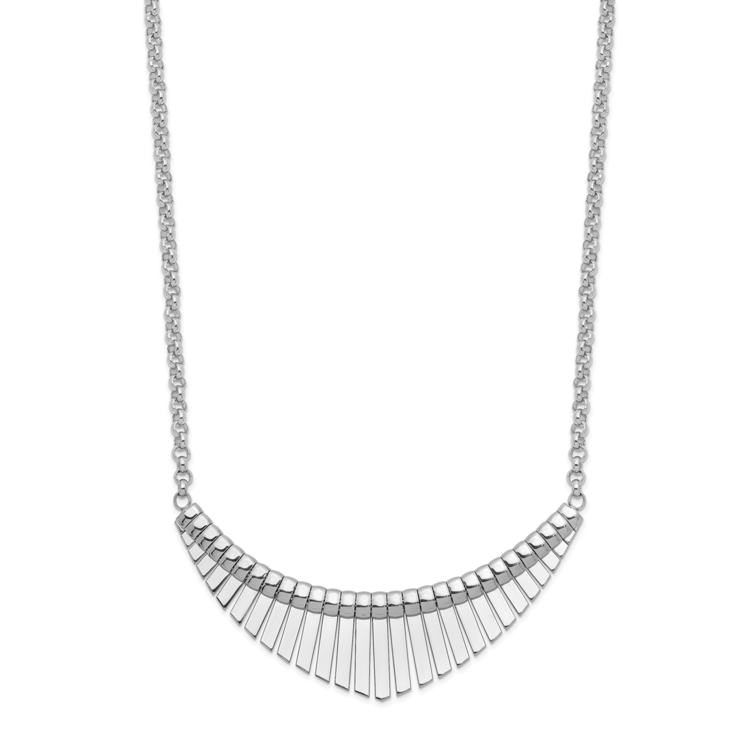 Necklace Sterling Silver Rhodium-plated Diamond-cut HB-QLF1170-18