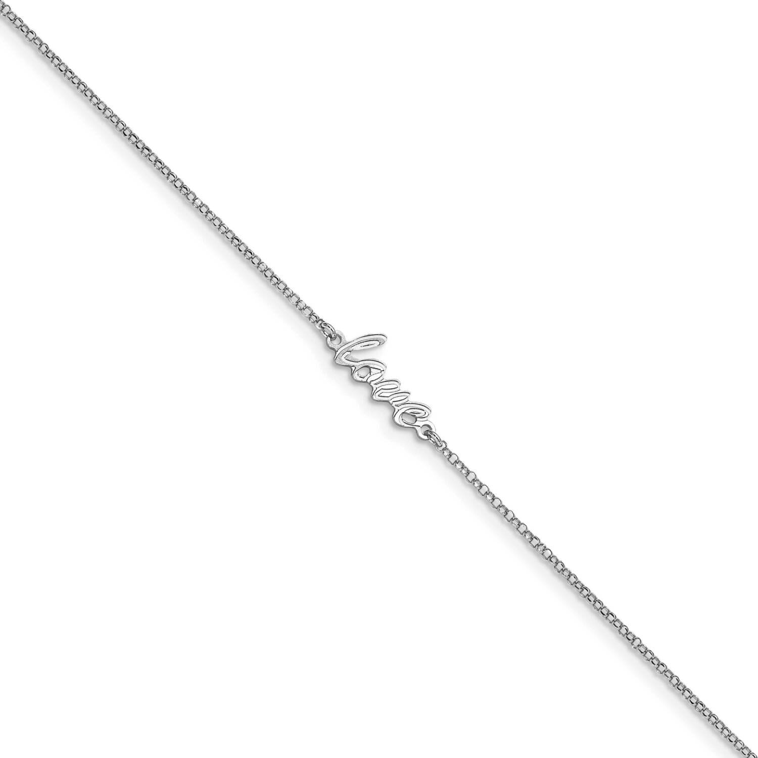 Polished Love 1in Extender Anklet Sterling Silver Rhodium-plated HB-QLF1186-9