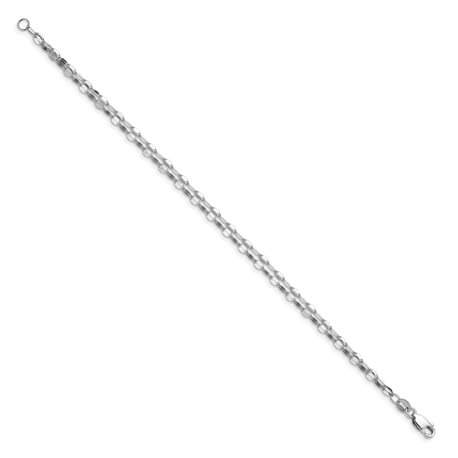 Polished Double-strand Bracelet Sterling Silver Rhodium-plated HB-QLF1195-7.5