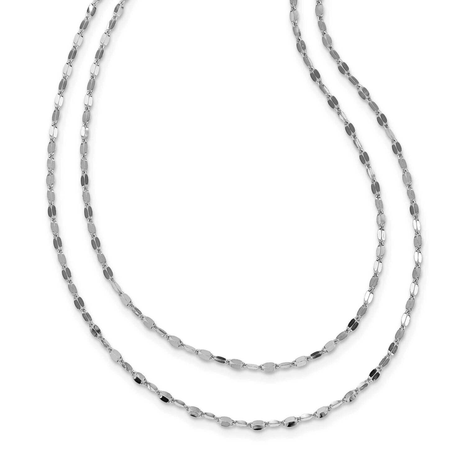Polished Double-strand Necklace Sterling Silver Rhodium-plated HB-QLF1196-18