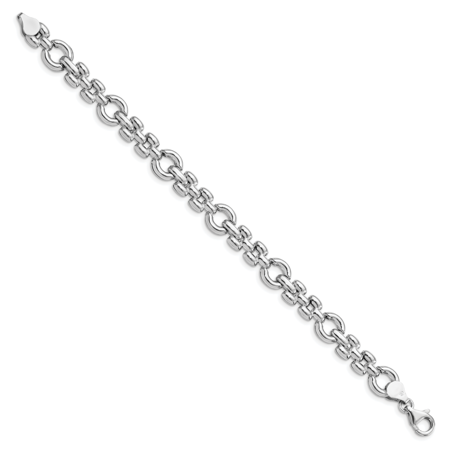 Polished Link Bracelet Sterling Silver Rhodium-plated HB-QLF1202-7.5