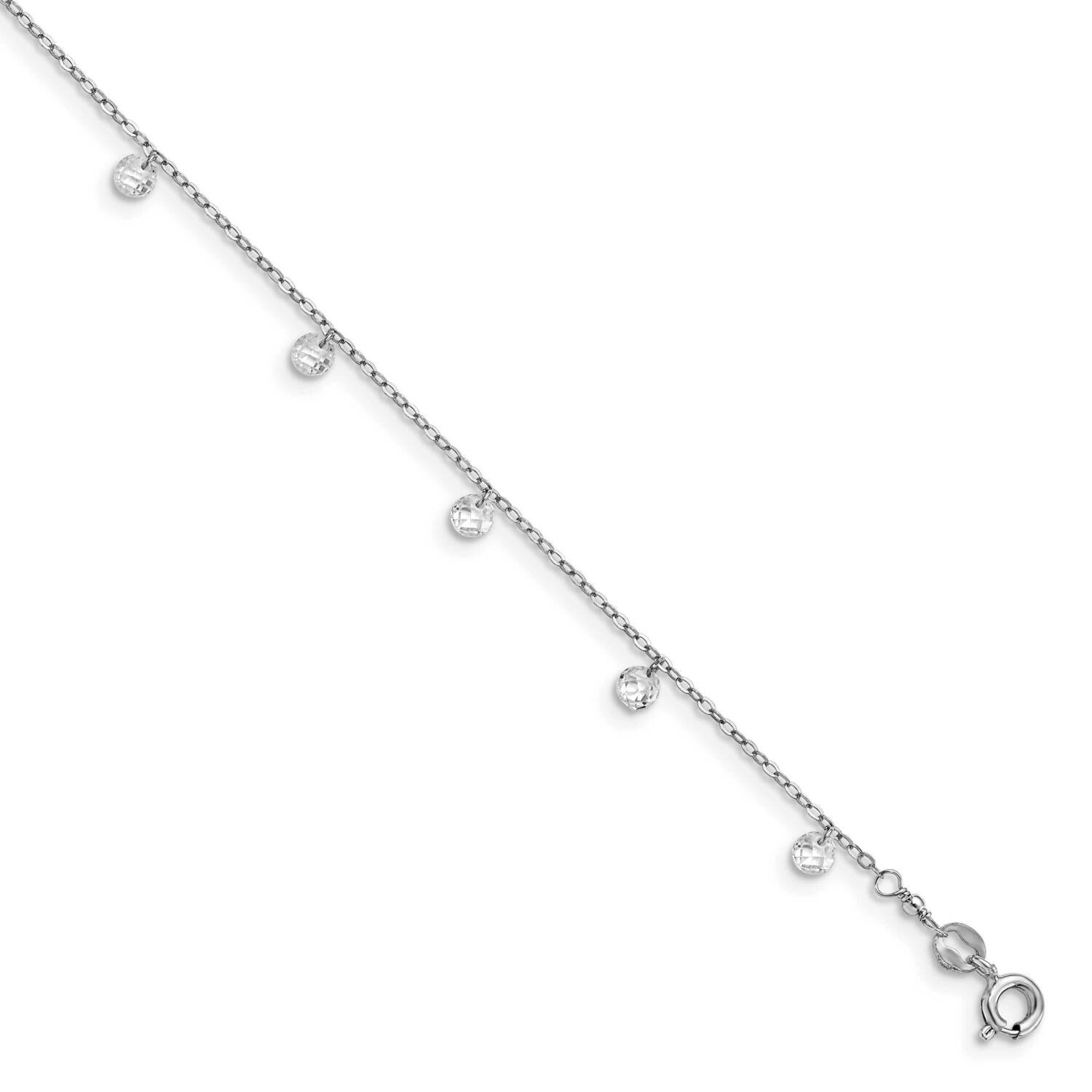 Crystal 1.25 in Extender Anklet Sterling Silver Rhodium-plated HB-QLF1203-9