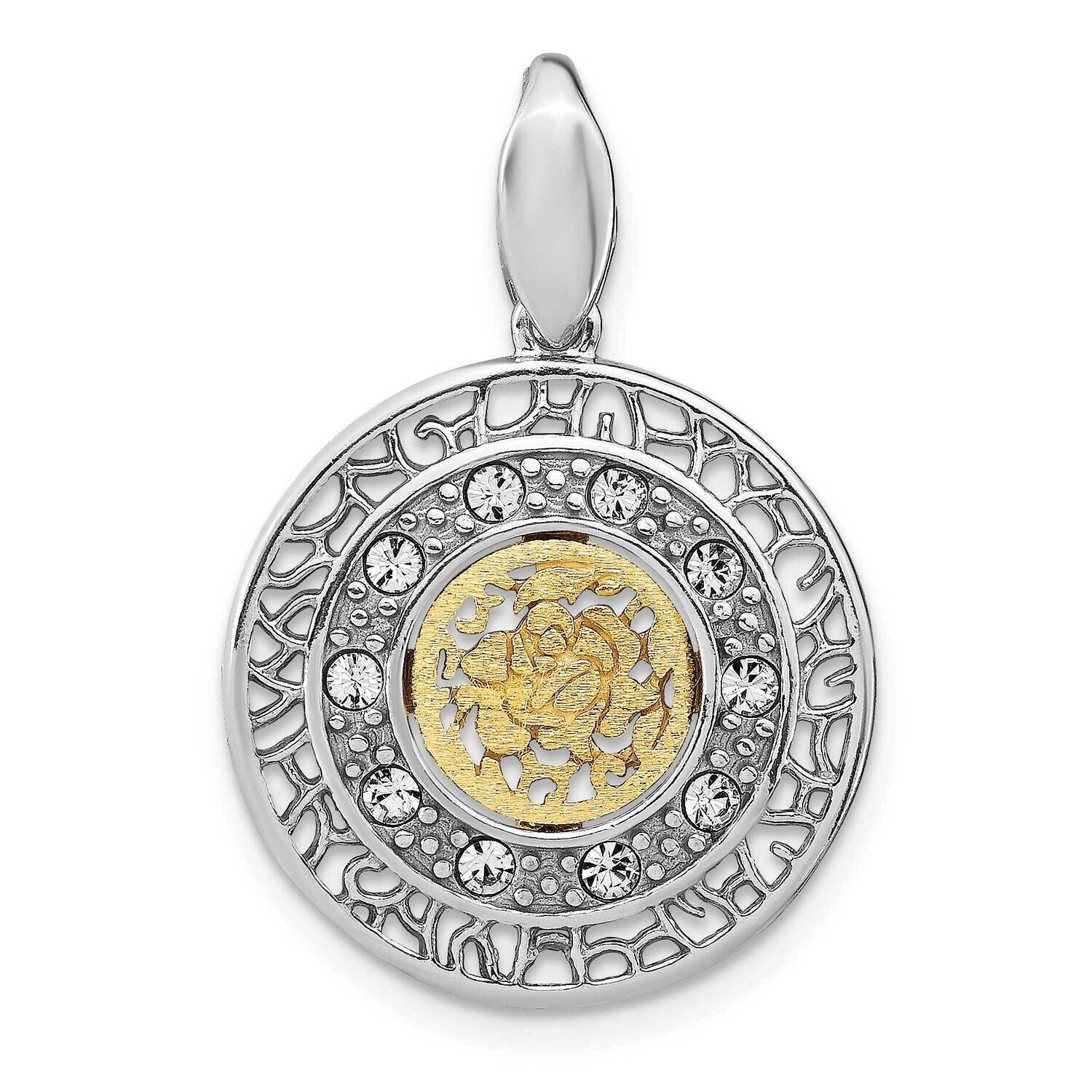 Gold-tone Crystal Pendant Sterling Silver Rhodium-plated HB-QLF1204