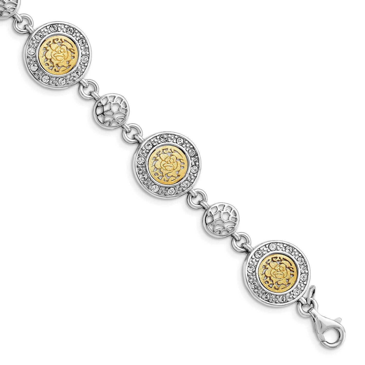Gold-tone Crystal 1in Extender Bracelet Sterling Silver Rhodium-plated HB-QLF1205-7