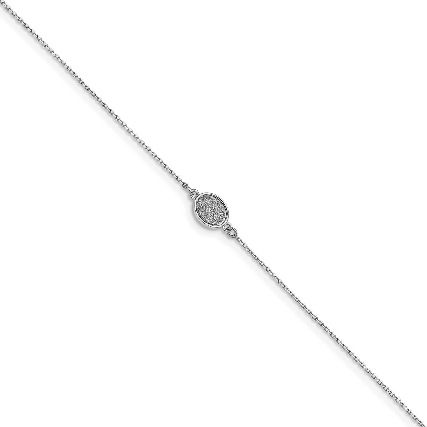 Glitter-infused 1in Extender Anklet Sterling Silver Rhodium-plated HB-QLF1206-9