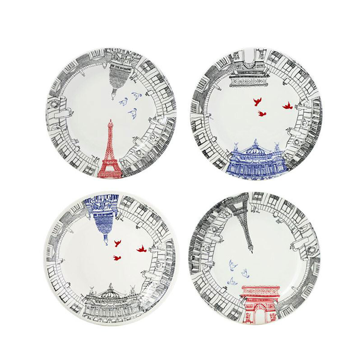 Gien Ca C Est Paris Dessert Plates Assorted 1826B4AD50, MPN: 1826B4AD50, 840769013060