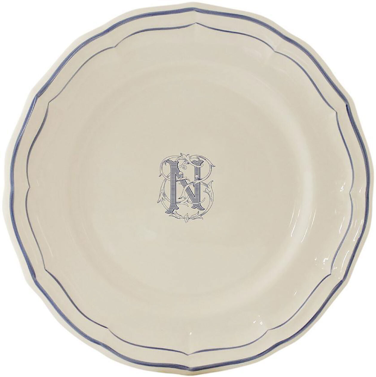 Gien Monogram Filet Bleu Dinner Plate Letter N 1710AEXN22, MPN: 1710AEXN22, 840769019260
