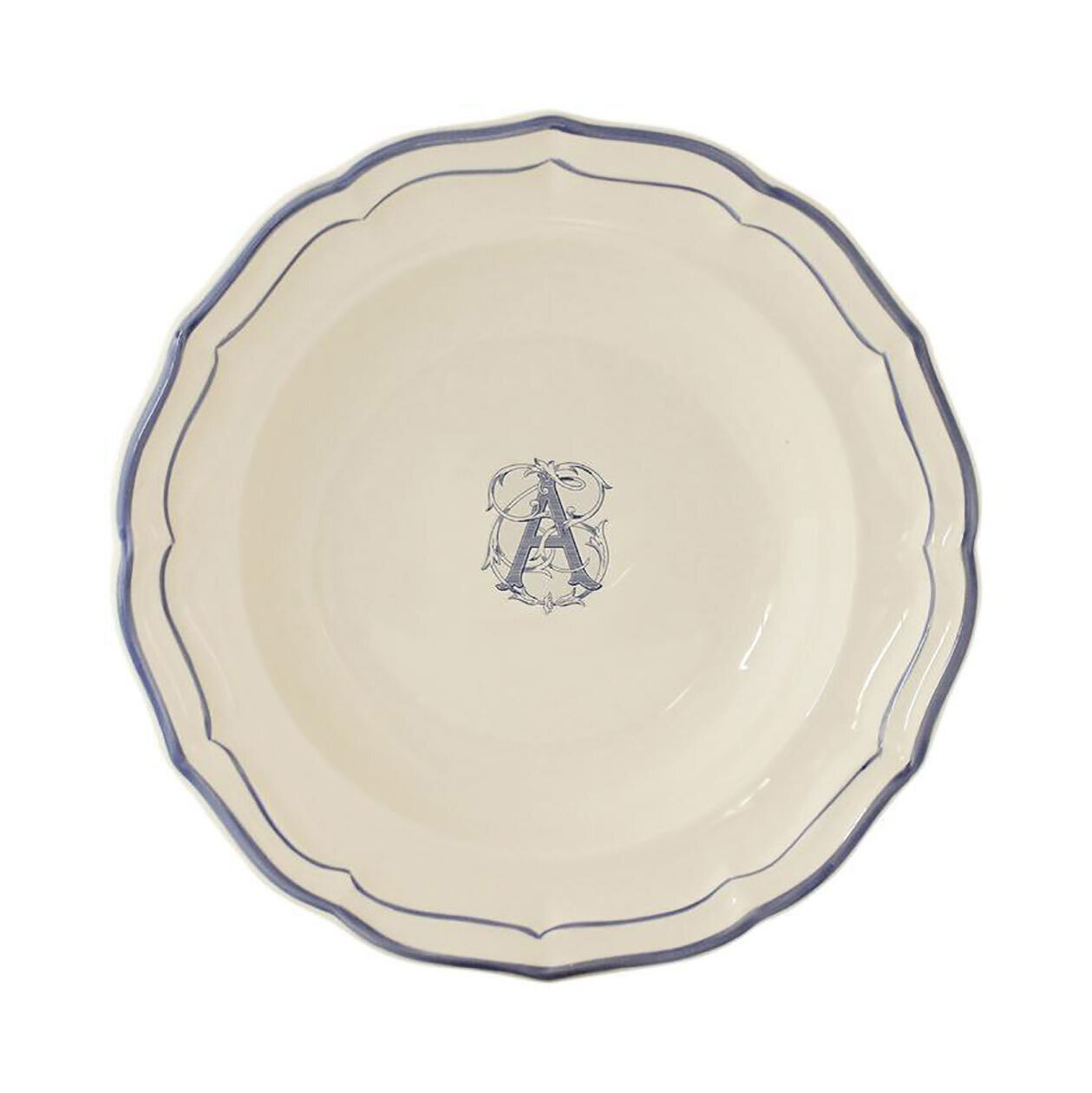 Gien Monogram Filet Bleu Rim Soup Letter A 1710ACRA22, MPN: 1710ACRA22, 840769019727