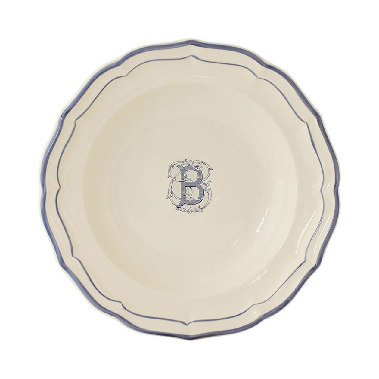Gien Monogram Filet Bleu Rim Soup Letter B 1710ACRB22, MPN: 1710ACRB22, 840769019734