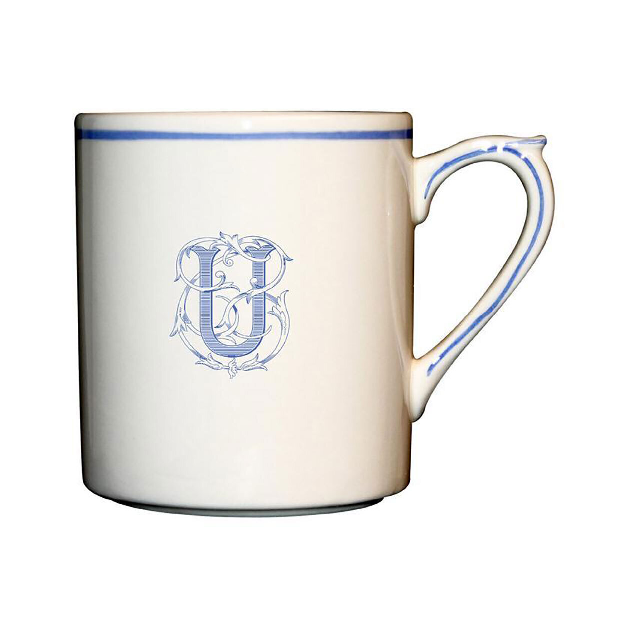 Gien Monogram Filet Bleu Mug Letter U 1710CMFU48, MPN: 1710CMFU48, 840769004068