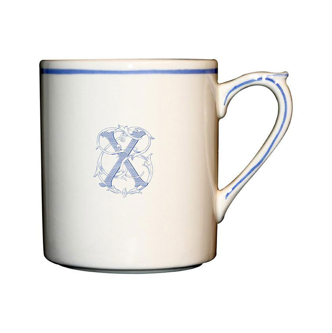 Gien Monogram Filet Bleu Mug Letter X 1710CMFX48, MPN: 1710CMFX48, 840769004235