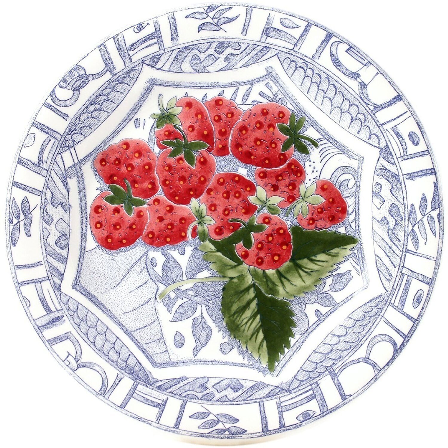 Gien Oiseau Blue Fruits Dessert Plate Strawberry 1292ADE350, MPN: 1292ADE350, 840769099255