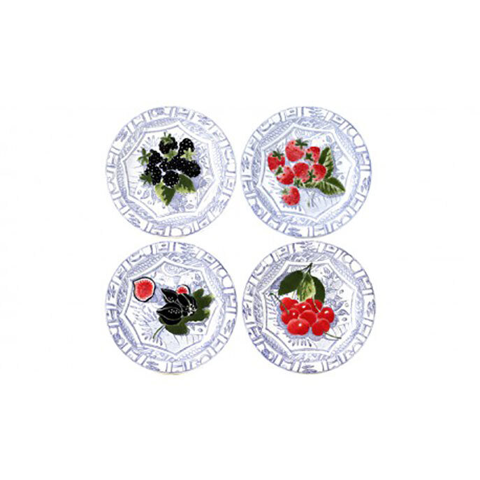 Gien Oiseau Blue Fruits Canape Plates Assorted 1292B4BX50, MPN: 1292B4BX50, 840769099279