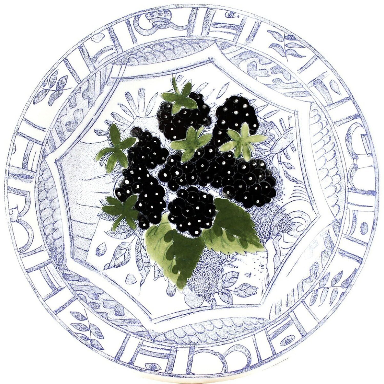 Gien Oiseau Blue Fruits Canape Plate Blackberry 1292APA450, MPN: 1292APA450, 840769099316