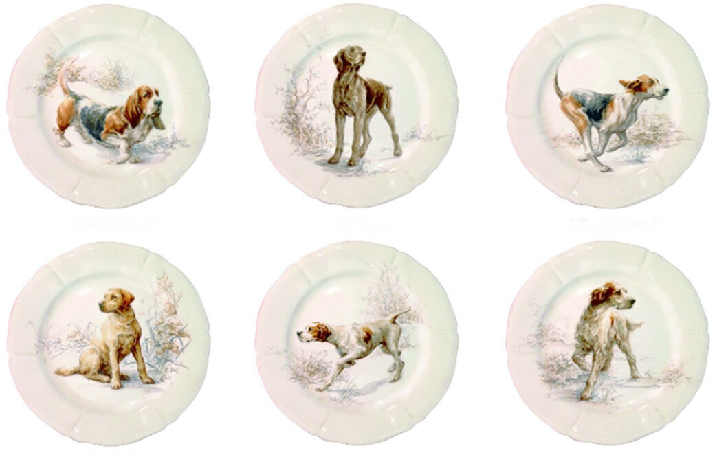 Gien Sologne Dessert Plates Dogs Assorted 1631B6CD26