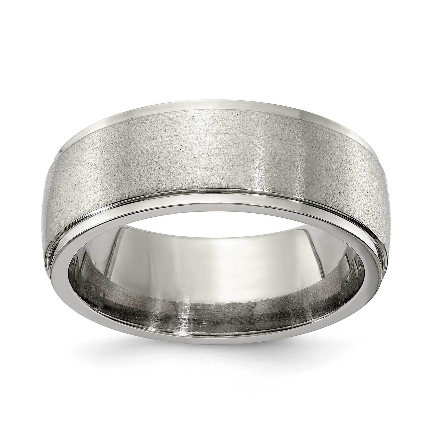 Edward Mirell Titanium Brushed &amp; Polished Round Step 8mm Engravable Band EMR148-8MM by Edward Mirel…
