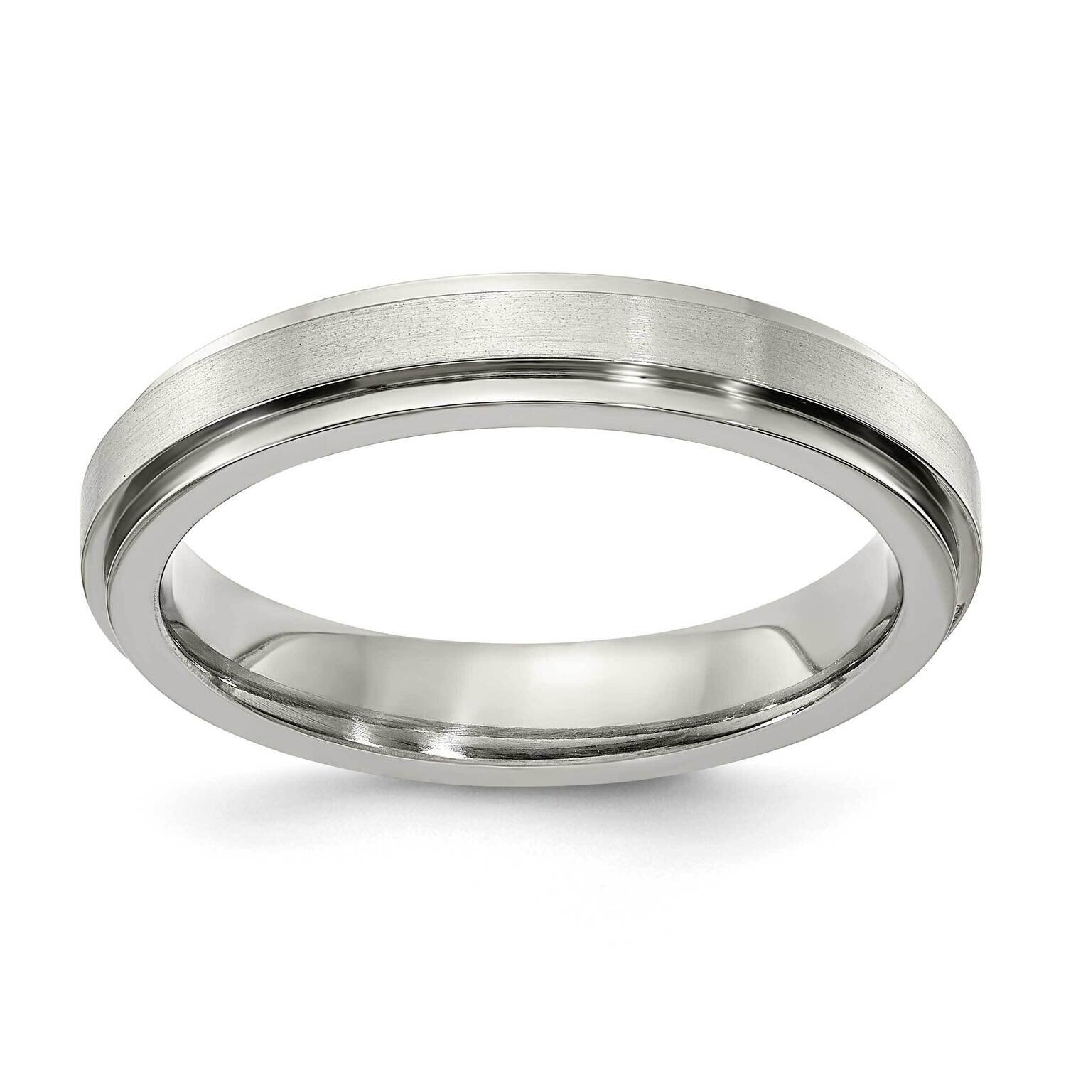 Edward Mirell Titanium Brushed &amp; Polished Flat Step 4mm Engravable Band EMR149-4MM by Edward Mirell…
