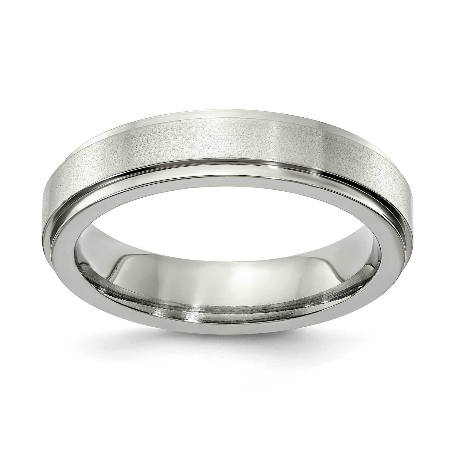 Edward Mirell Titanium Brushed &amp; Polished Flat Step 5mm Engravable Band EMR149-5MM by Edward Mirell…