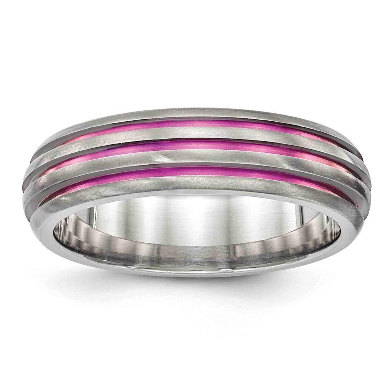 Edward Mirell Titanium Triple Groove Pink Anodized Ring EMR274
