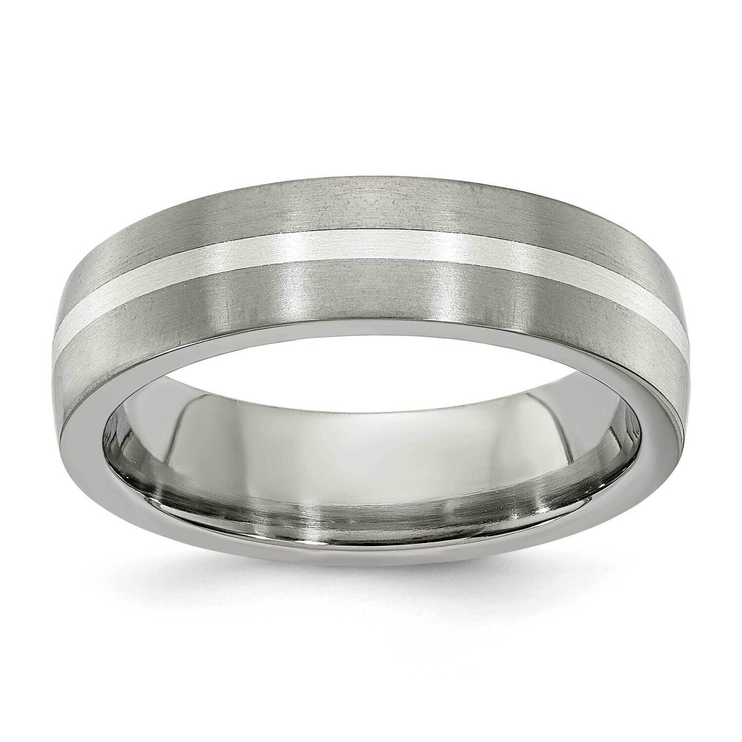 Edward Mirell Gray Ti with Sterling Silver Inlay 6mm Engravable Band EMR362