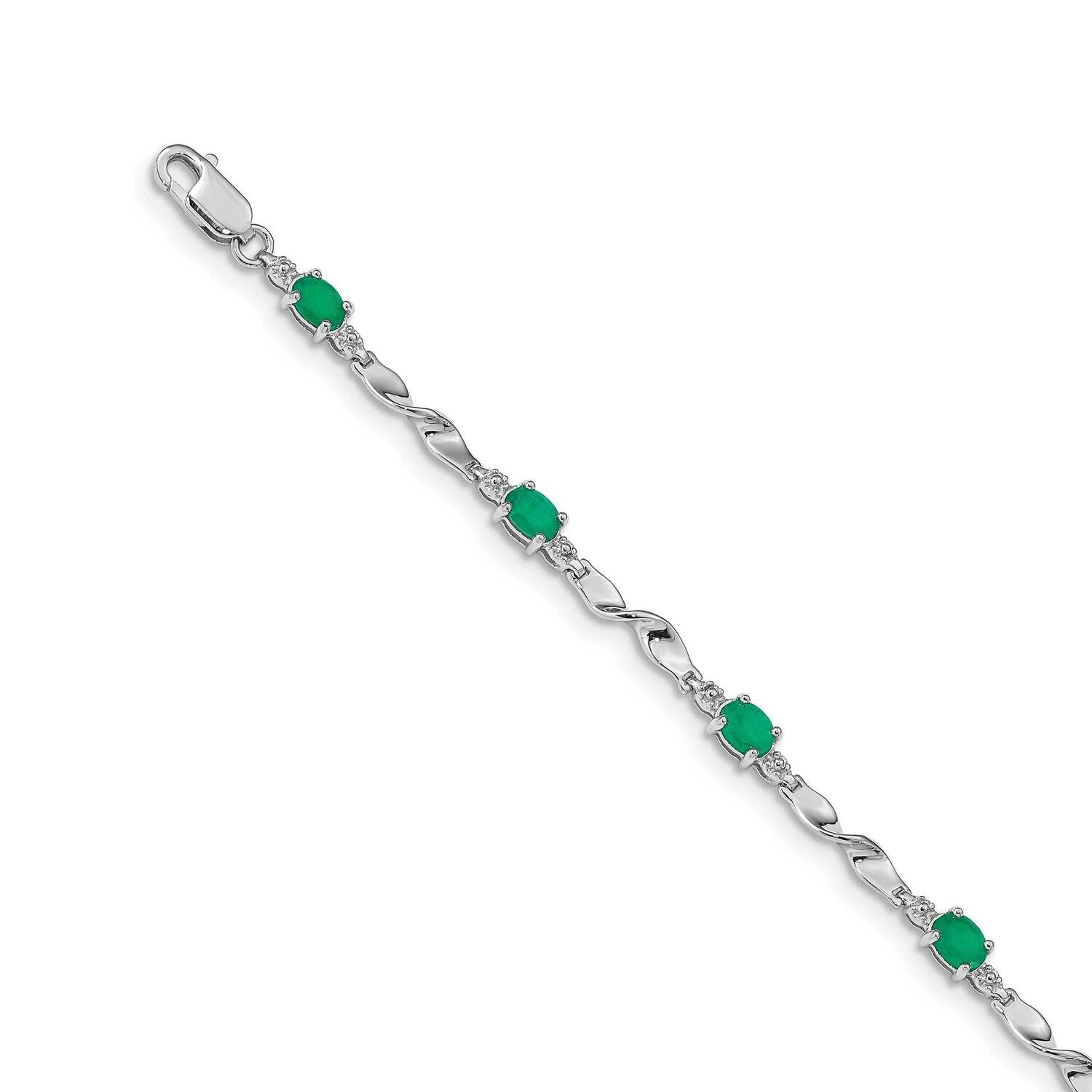Diamond and Emerald Gemstone Bracelet 14k White Gold BM4475-EM-001-WA