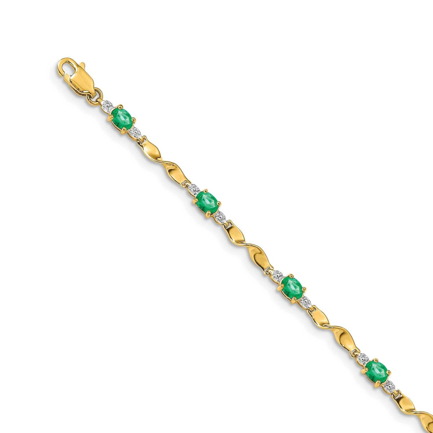 Emerald Oval Bracelet 14k Gold Diamond BM4475-EM-001-YA, MPN: BM4475-EM-001-YA, 883957372624